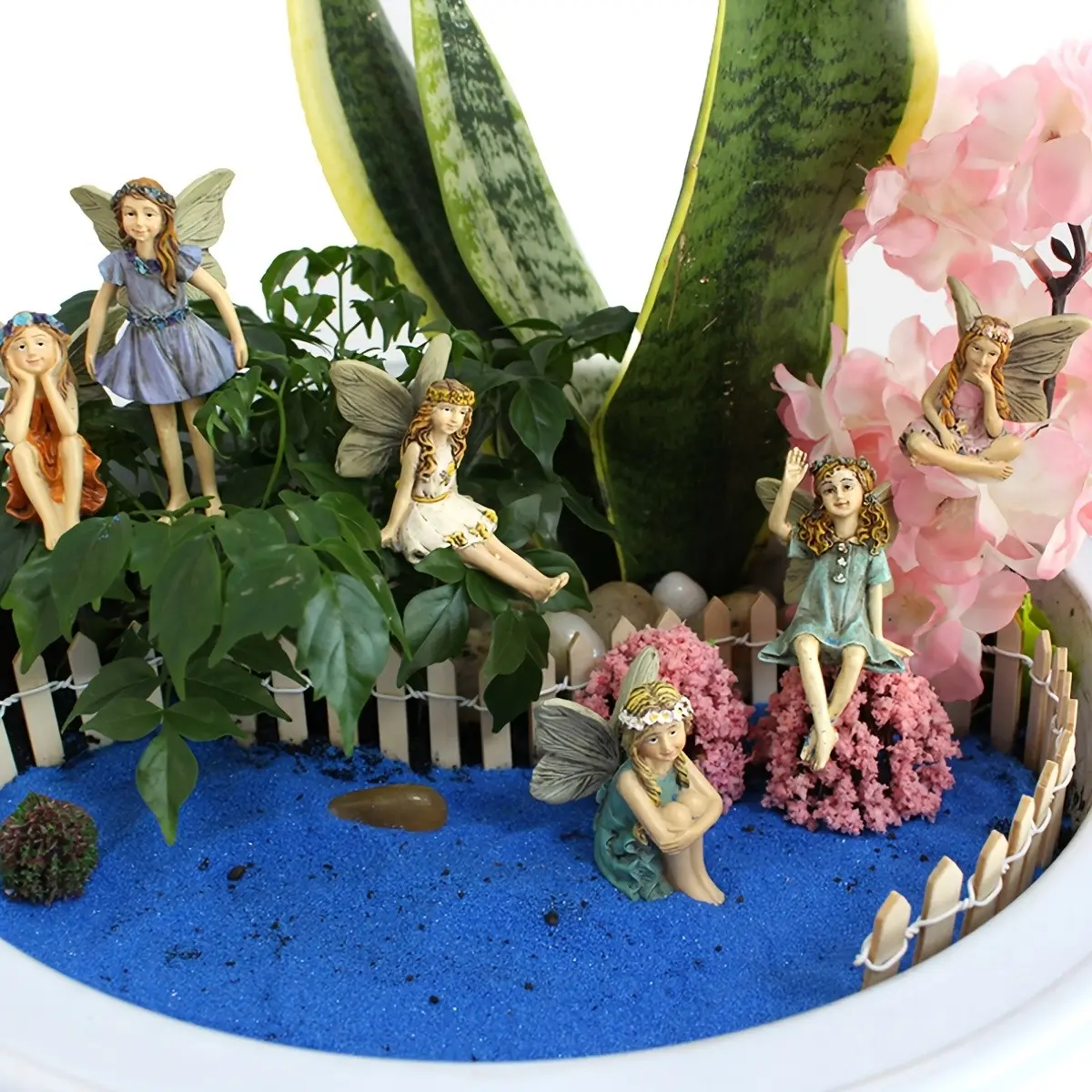 6pcs Winged Fairy Resin Statue Set, Decorative Resin Sculptures, Statue Decorations, Ideal Garden Decor, Garden Accessories, Tabletop Installation, Outdoor Pottery Ornament, Gardening Gift