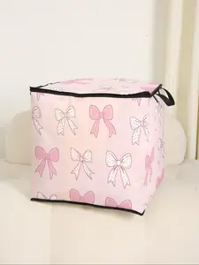 Cute Bow Print Quilt Storage Bag, Durable Bedding Organizer with Easy Carry Handles, Perfect for Blankets & Toys at Home, Space Saver Bags, Storage Pouch