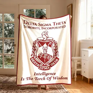 Delta Sigma Theta Sorority Brooch Wisdom Torch Theme Flannel Blanket, Large Soft Lightweight Warm, Perfect for Bed Sofa Office Camping Travel Gift