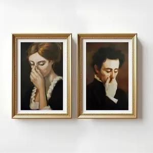 Funny Bathroom Wall Art Hers + His Bathroom Bundle Set of 2 Classical (UnFramed) Decor Photo vintage poster Print Satin