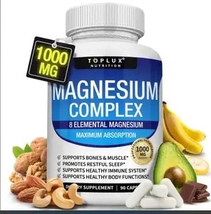 Viral Must-HaveMagnesium Complex 1000mg Made with 8 Elemental Magnesium 90 Capsules Supplement Fitness Edible Healthcare Dietary Brain Booster Vitamin