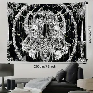 One fashionable skull-patterned tapestry, suitable for home decoration, office decor, outdoor camping decoration, and live streaming background. A gift for friends and family. bedroom decor cool stuff for room mens room decor chill room accessories