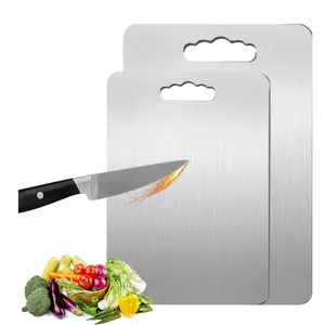 2PCS Stainless Steel Cutting Boards for Kitchen 304 Metal Non Stick Small Chopping Board Set Dishwasher Safe Warp Proof Durable & Sturdy Easy to Clean