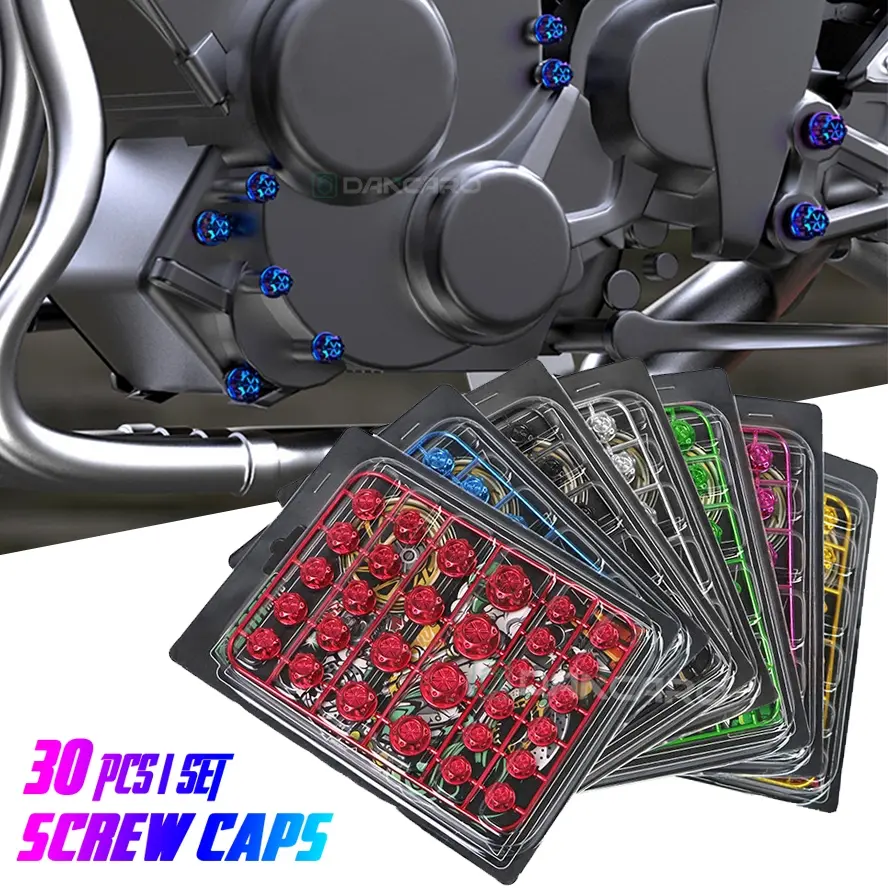 30 pieces of motorcycle modified screw caps, head decorations, color screw caps, engine hexagonal screw sets, Automotive Replacement