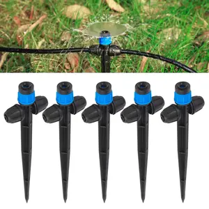 25 count Drip Irrigation Fan Emitter for 1/4" Irrigation Tubing, Adjustable Water Flow Irrigation Spary Dripper with Stake Drip  Drip Irrigation Sprayer Emitter for Irrigation Watering System