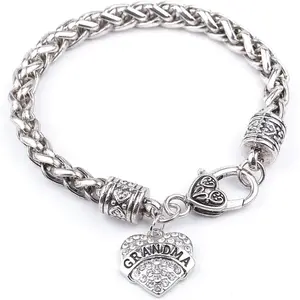 Family Members Heart Bracelets Silver Vintage Carved Chain Bracelets, Charm Bracelet Gifts for Women Mom/Daughter/Grandma/Sister