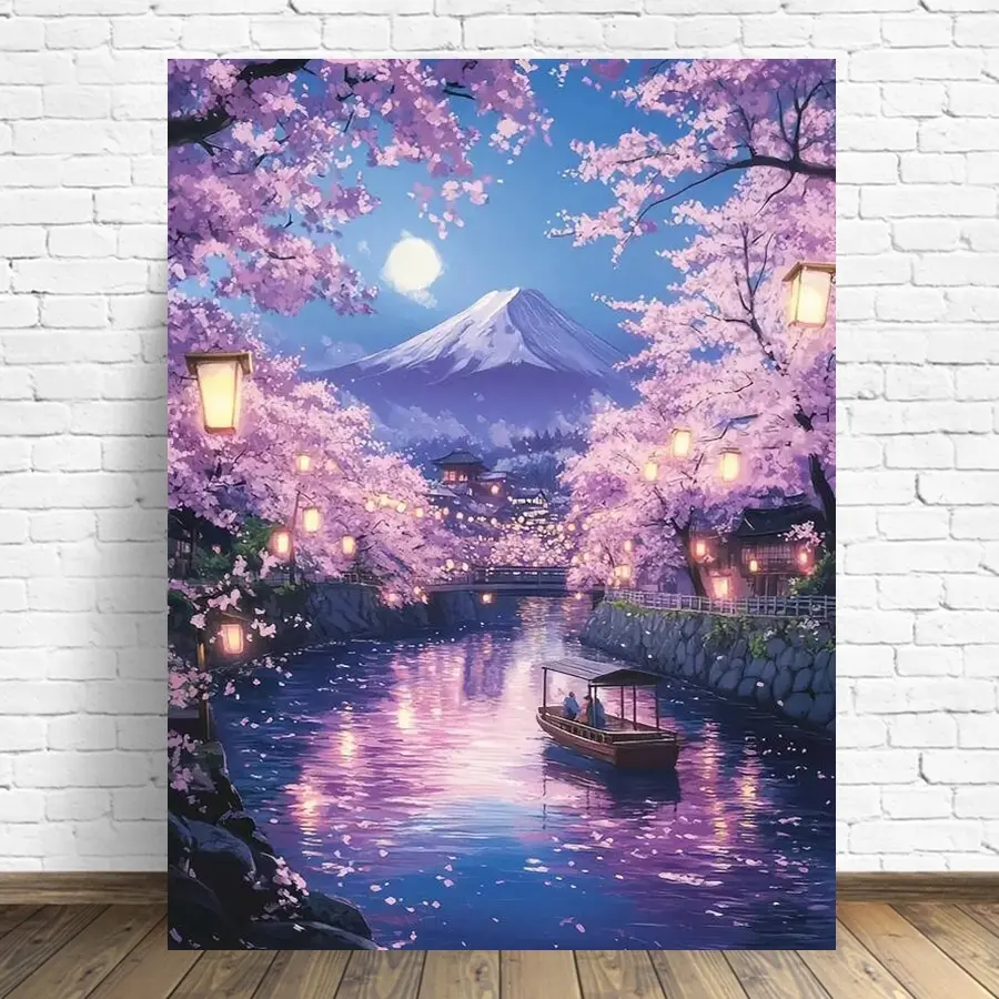 Diamond Painting Mountain Landscape Picture Of Rhinestones Tree Diamond Mosaic River DIY Embroidery Moon Unique Gift Embroidery Kit Stylish Embroidery Kit Diy Diamond Art