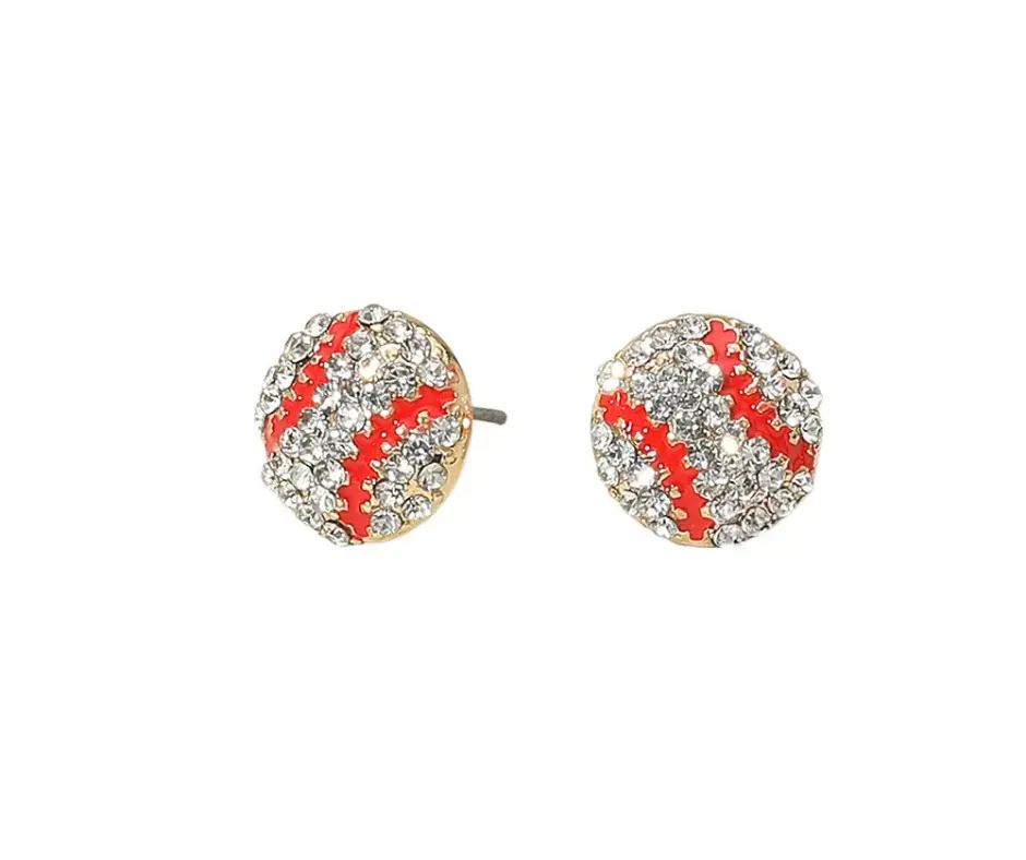 Rhinestone Baseball Stud Earrings