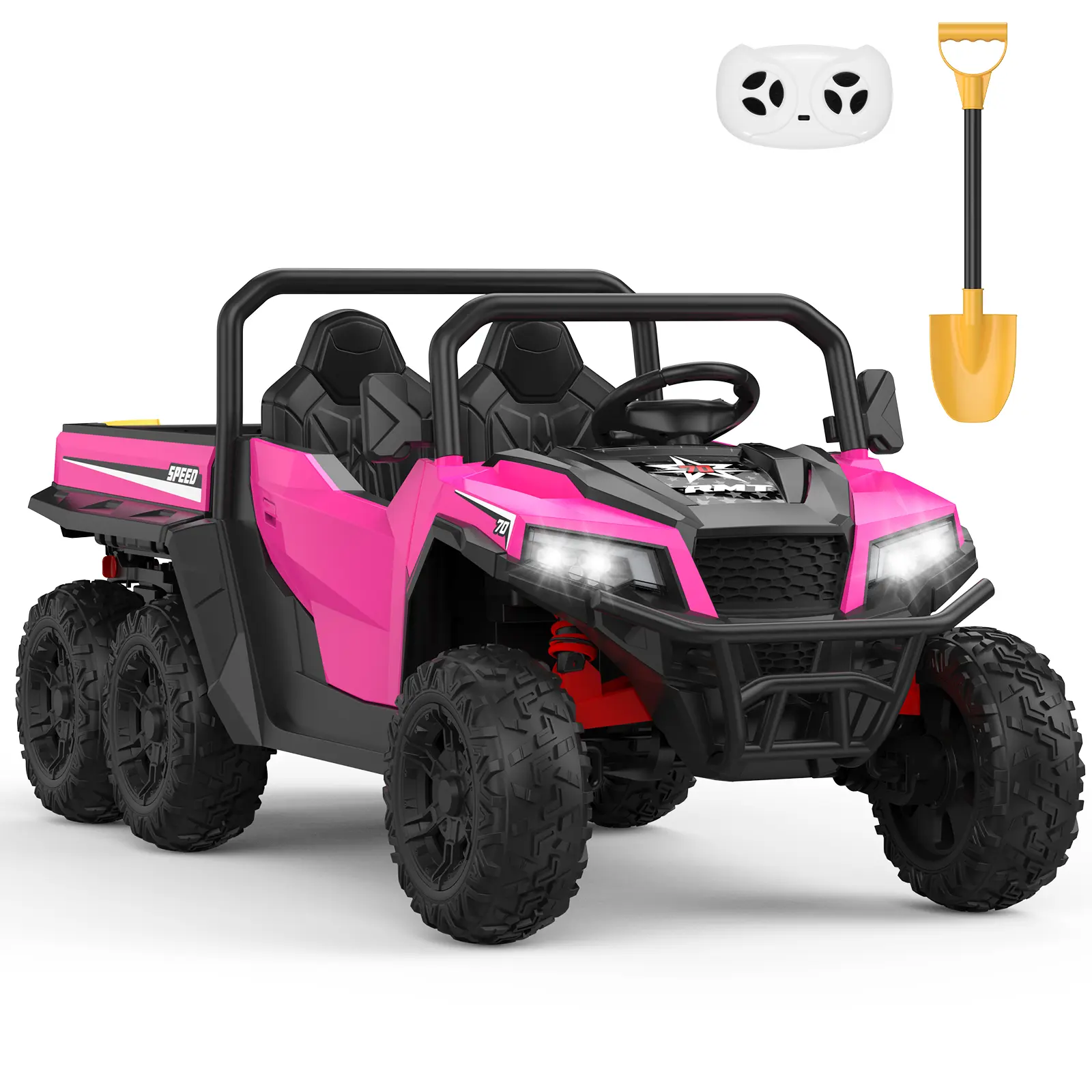 24V 2-Seater Electric Ride On Dump Truck with Remote Control 4WD Kids Ride On Car Music Player & LED Lights Birthday Gift for Ages 3+