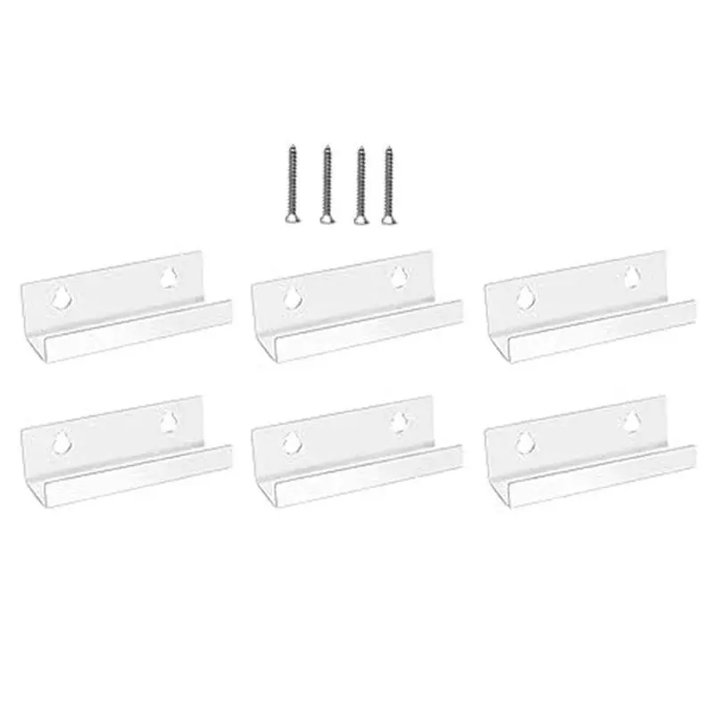 Vinyl Record Shelf Wall Mount 6 Pack, 4 INCH Clear Acrylic Album Record Holder Display Floating for Bathroom, Bedroom Room Decor Wall Mounted Organizer
