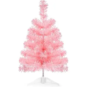 Artificial Christmas Tree, Glam Style Plastic Faux Tree with & Ornaments, Candles, Festive Decor, No Lights Included, Home Ornament