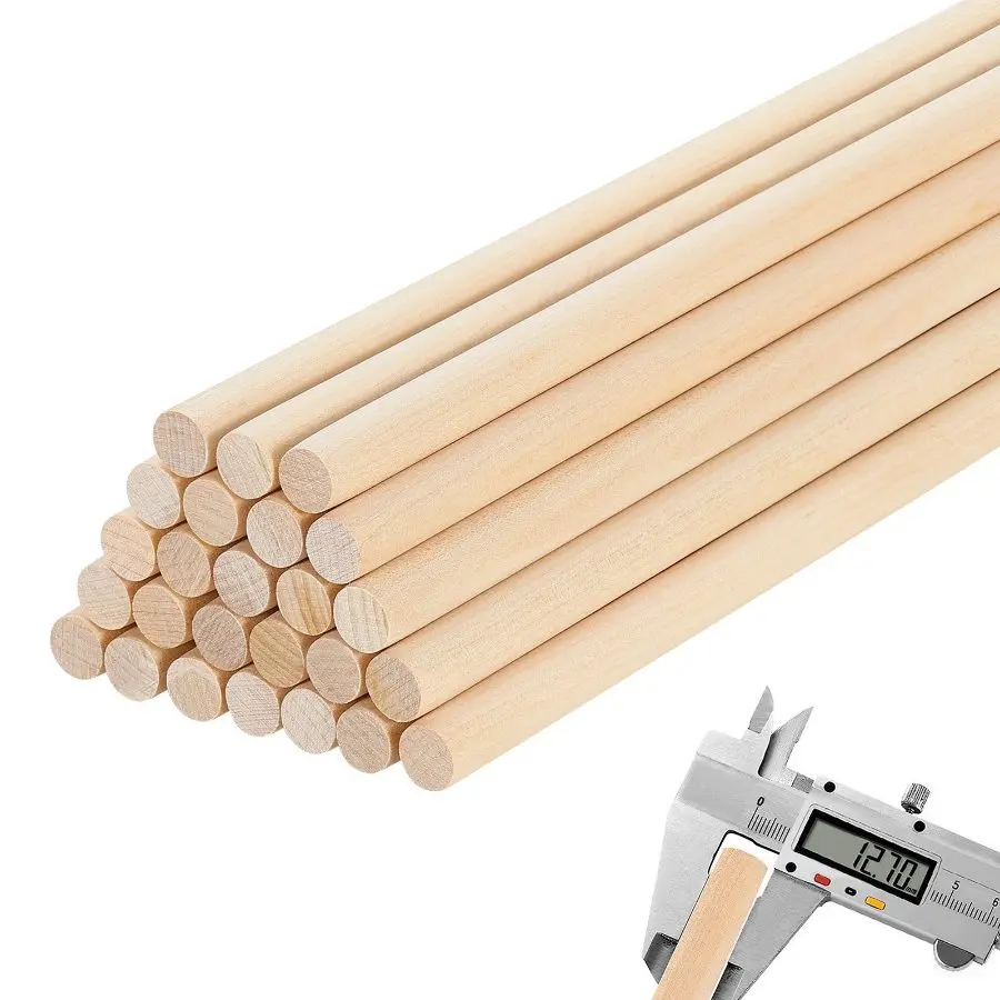 fathersdaygift VEVOR 25Pcs Wooden Dowel Rods 1/2x 12 Inch Natural Birch Wood Sticks Dowels, Unfinished Hardwood Sticks for Craft and DIY Projects, One-Piece Cutting Smooth Surface Easy to Color and Paint