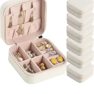 Portable Jewelry Organizer Box with 6 Compartments for Earrings Necklaces and Rings Travel Friendly Storage Case