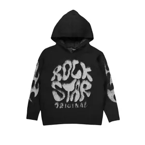 Akeya Black Graphic Knit Hoodie