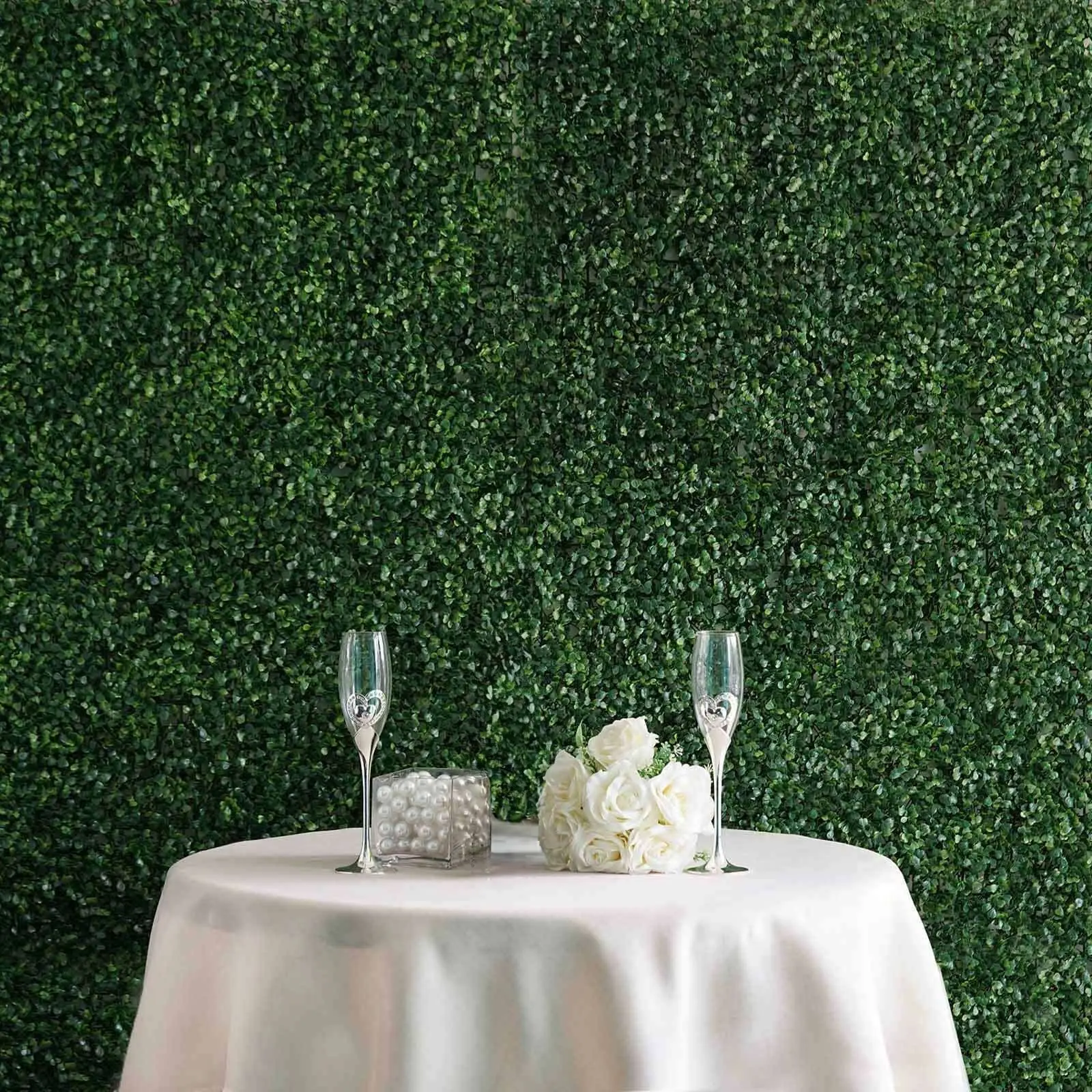 Dark Green Artificial Boxwood Hedge Backdrop Mat Pack of 4 - 11 Sq Ft Wall Coverings, Super Easy to Install, Trimming & Watering Free, Vertical Gardens Outdoor Fence Accent (Home Improvement Garden Supplies)