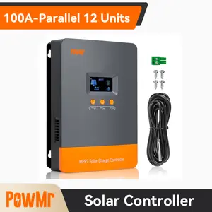 PowMr 100A MPPT Solar Charge Controller 12V 24V 36V 48V Auto Supports 12 Parallel Units Multi-Stage Charge Algorithm for AGM Gel FLD Lithium Batteries