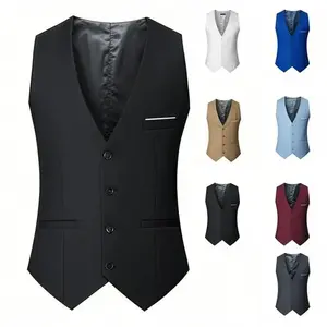 Classic Men's Slim Fit One-Button Suit Vest in Blue Polyester Blend for Business & Leisure Wear - Formal & Casual Outfits(Sheets)