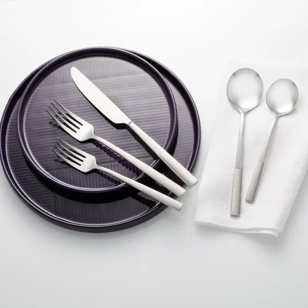 Lenox 898323 Modulus Stainless Steel Flatware Set - 20 Piece, Mirror Gloss Finish, Zen Groove Design, Service for 4, Ideal for Everyday Use