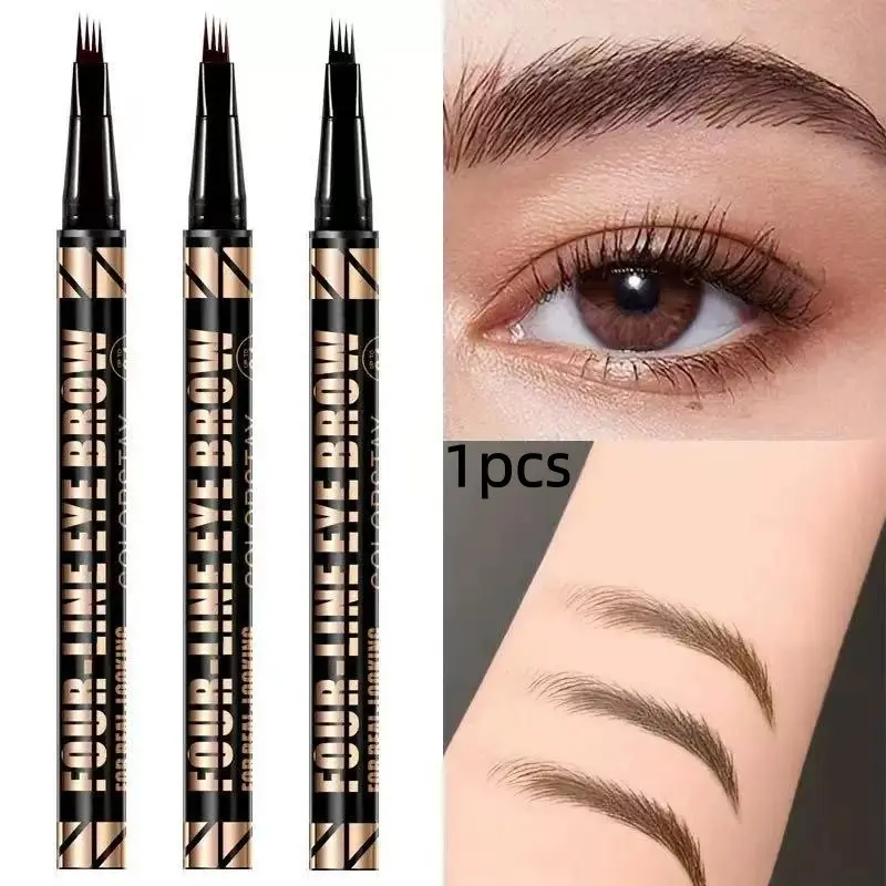 4-tip eyebrow pencil, long-lasting wear, Waterproof Eyebrow Makeup, Eyebrow Makeup Products, water and sweat resistant, quick-drying, creates clear and natural wild brows, suitable for women of all skin types, a perfect gift for everyday or party makeup.