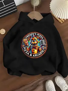 New Spring And Autumn Children's Clothing, Boys And Girls' Creative Hooded Sweatshirts And Pullovers. Five Nights At Freddy's Freddy's Pizza Logo T-Shirts. Trendy, Casual, Fashionable And Unique Daily Wear That Suits All Occasions. Ideal Gift Choice.