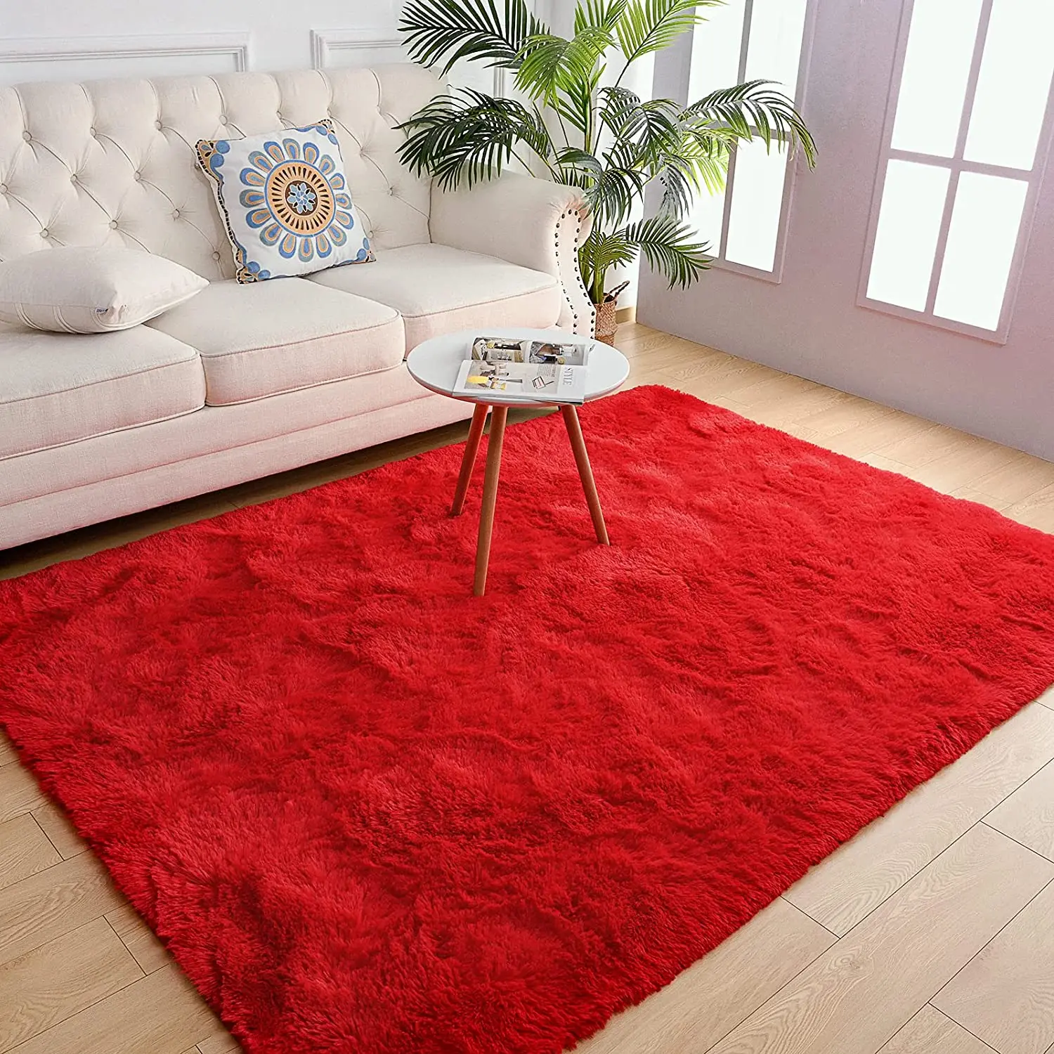 1 Piece Plain Fuzzy Rug, Non-slip Soft Washable Fluffy Area Rug, Shaggy Fuzzy Rugs, Decorative Carpet for Living Room Bedroom Kitchen Dormitory, Home Decorative Rugs, Soft Indoor Rugs