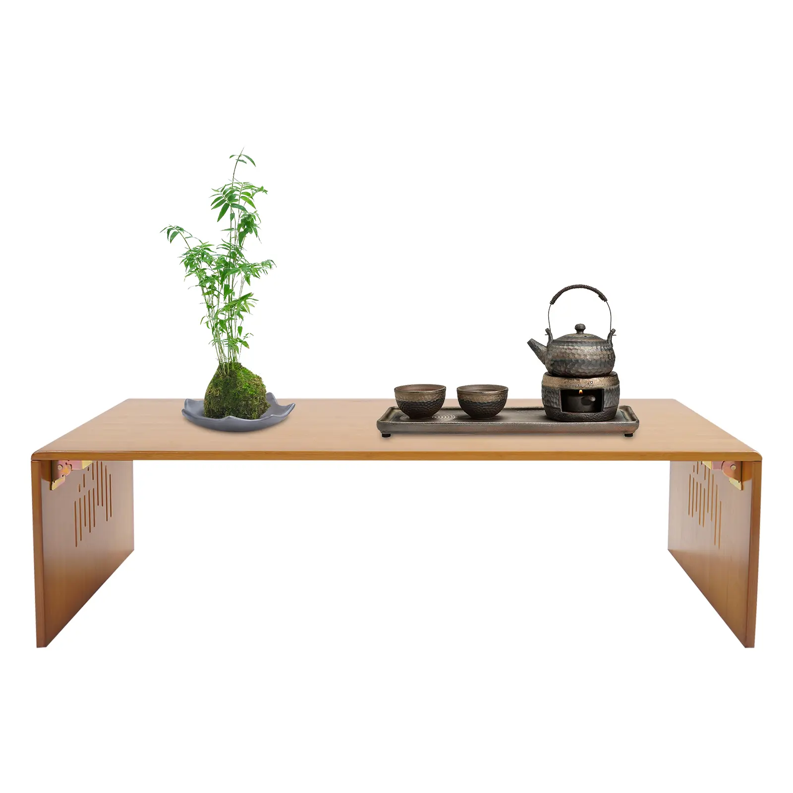 100cm Foldable Bamboo Floor Table Multi Use Laptop Desk Coffee Table Kids Study Table for Bed Sofa Floor Indoor Use Natural Wood Portable Tray Table