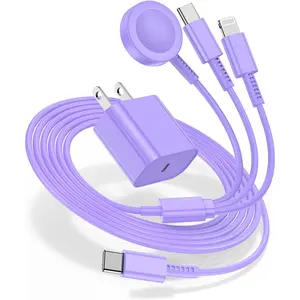 for Apple Watch Charger 6FT, 3 in 1 Magnetic Smart iWatch Fast Charger Cable with 20W Type C Wall Charger Block for Apple Watch Series Ultra/SE/9/8/7/6/5/4/3/2/1 & iPhone16/15/14/13/12/11