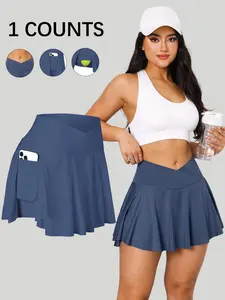 Women's Solid Color Pleated Skirt, Casual Sporty Mini Skirt for Tennis Golf Workout, Ladies Bottoms for All Seasons Tennis Attire