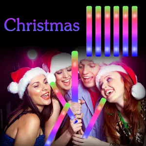 50 pcs LED foam glow sticks - multi color flashing mode, battery powered, button battery unable to charge, 3 color conversion modes, suitable for Christmas Gift Ideas, Birthday, graduation, New Year, concert and party decoration