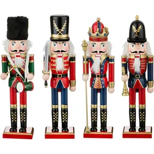Wooden Nutcracker Ornaments Christmas Decoration Figures Puppet Home Decor 12 Inch Set