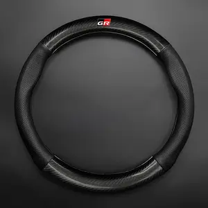 Carbon Fiber Leather Steering Wheel Cover Car Accessories for Toyota Gr Camry Rav4 Corolla 86 Reiz Wish Chr Celica Vitz Highlander Yaris Avalon