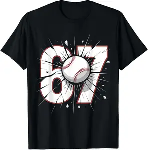 100% Cotton 67 Baseball Six Seven 6 7 Meme 67 T-Shirt