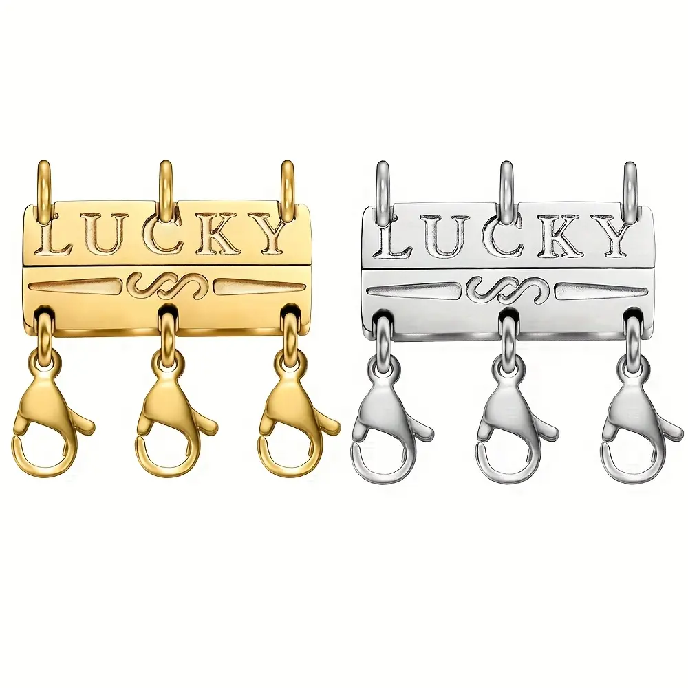 4pcs Dainty Metal Silver Lucky Necklace Layering Clasps - Necklace Separator for DIY Beads Making & Jewelry Making Layered Look
