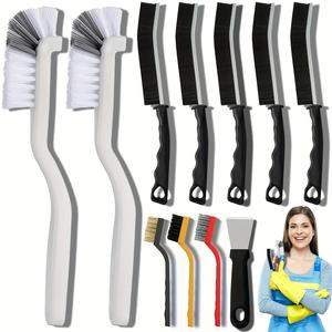 kitchen cleaning brush set, 11pcs/set multifunctional gap cleaning brush, bathroom cleaning brush, kitchen bathroom window toilet cleaning brush set, cleaning supplies, home goods