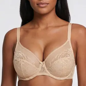 HSIA Enchante Full Coverage Floral Lace Unlined Plus Size Mesh Cup Comfort Non-padded Underwire Minimizer Bra