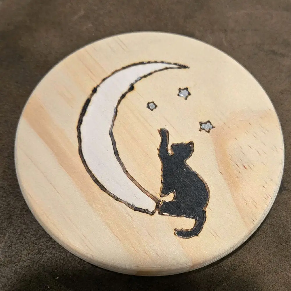 Moonlit Cats Coaster Set, Non-Slip Absorbent Ceramic Coasters for Coffee Mugs, Tabletop Protection for Home Living Room shelf open