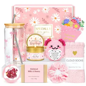Gift Baskets for Women Unique Birthday Self Care Cheer Up Gift Set Pick Me Up Gift Box for Teen Girls Best Friend Sister Ladies Friendship Her Inspirational Pink Present