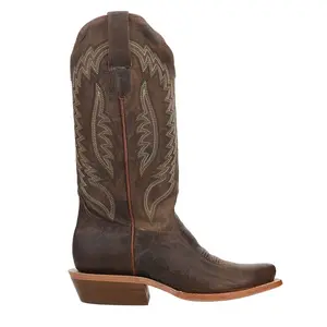 RW Ranch Womens Goat Embroidered Narrow Square Toe  Casual Boots Mid Calf - Brown
