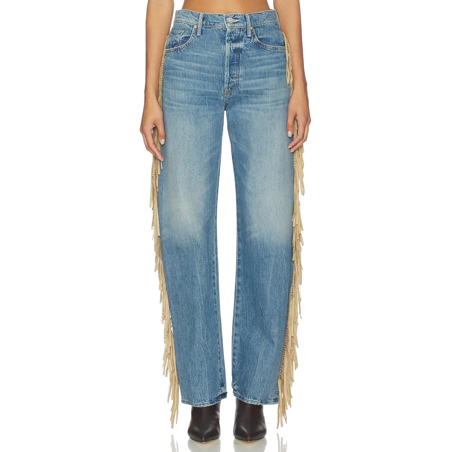 MOTHER The Fringe Half-pipe Button Sneaker Jeans in Folk Star
