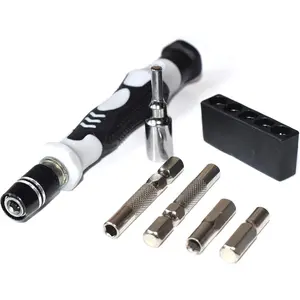 Precision Bits Driver Adapter Handle 6in1 Set, with 4 count 1/4 to 4mm Bit Adapter, 1 count 4mm to 1/4 Adapter, 1 count Bit Driver Handle