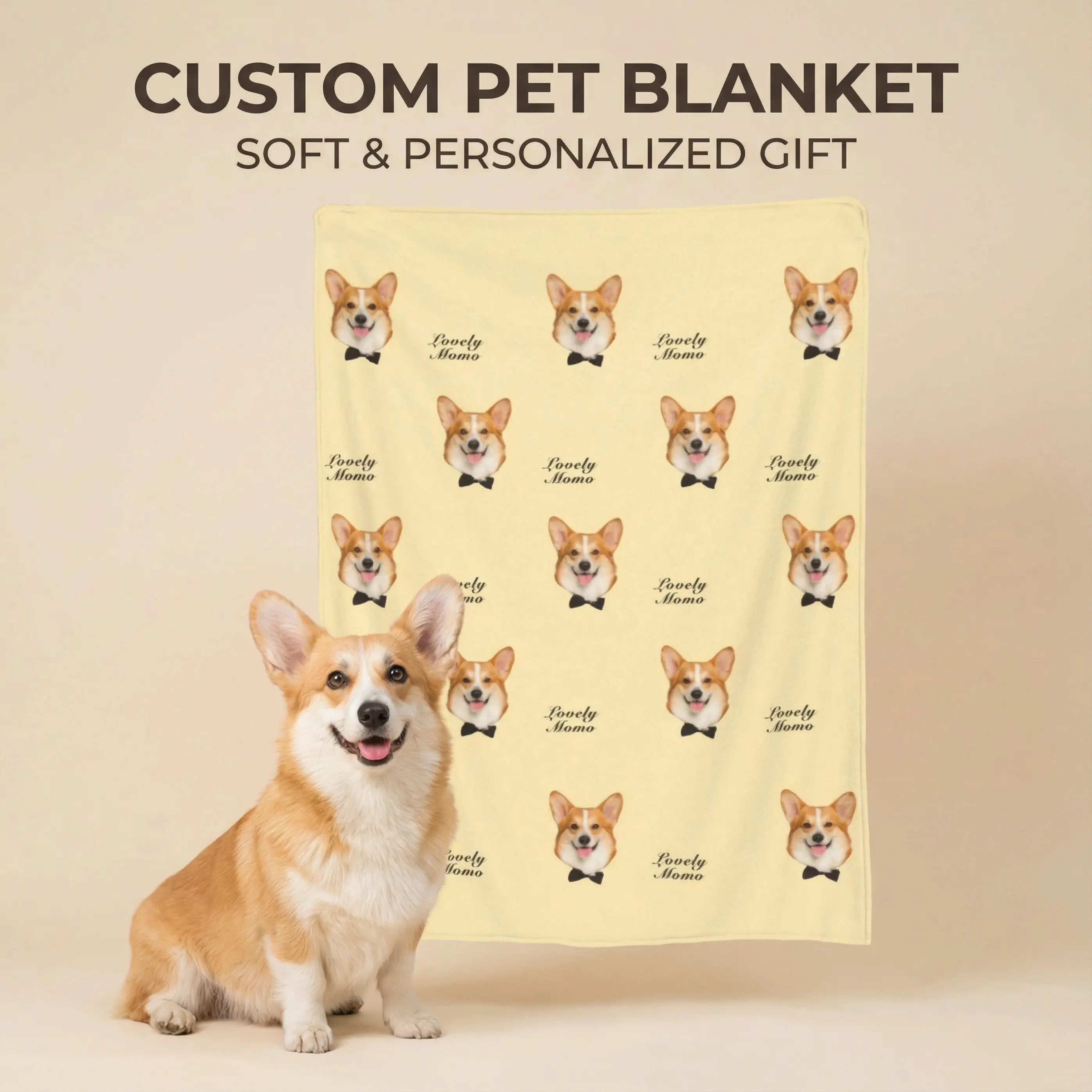 StellarPaws Custom Pet Blanket with Photo and Name, Personalized Blanket with Your Dog or Cat Photo for Everyday Use, Best Dog Gifts,Memorial Gifts for Pet Owners Dog Mom Cat Dad,Flannel Throw Blanket Throwblanket
