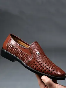 Men's Summer Hollow Out Shoes, Breathable PU Leather Formal Shoes, Business Office Casual Outdoor Footwear, Less Than Ankle Height