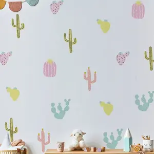 Colorful Cactus Wall Stickers, Desert Nursery Theme Wall Decals