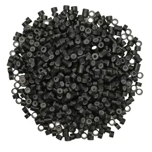 Hair Extension Beads  Lined  Link Rings Beads for I Tip Extension 1000 count, Black