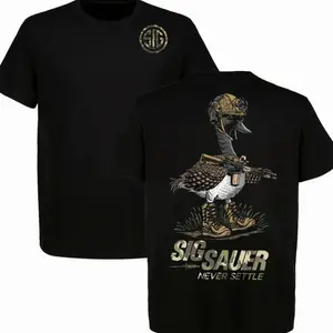 Sig Sauer Never Settle Silly Goose T-Shirt, Sweatshirt, Hoodie, Perfect for Sig Sauer Fans, Military Style, Dark Humor Tactical Gear Graphic Tee, Full Size, Full Color, Gift For Him, Perfect Gift For Father's Day PNR