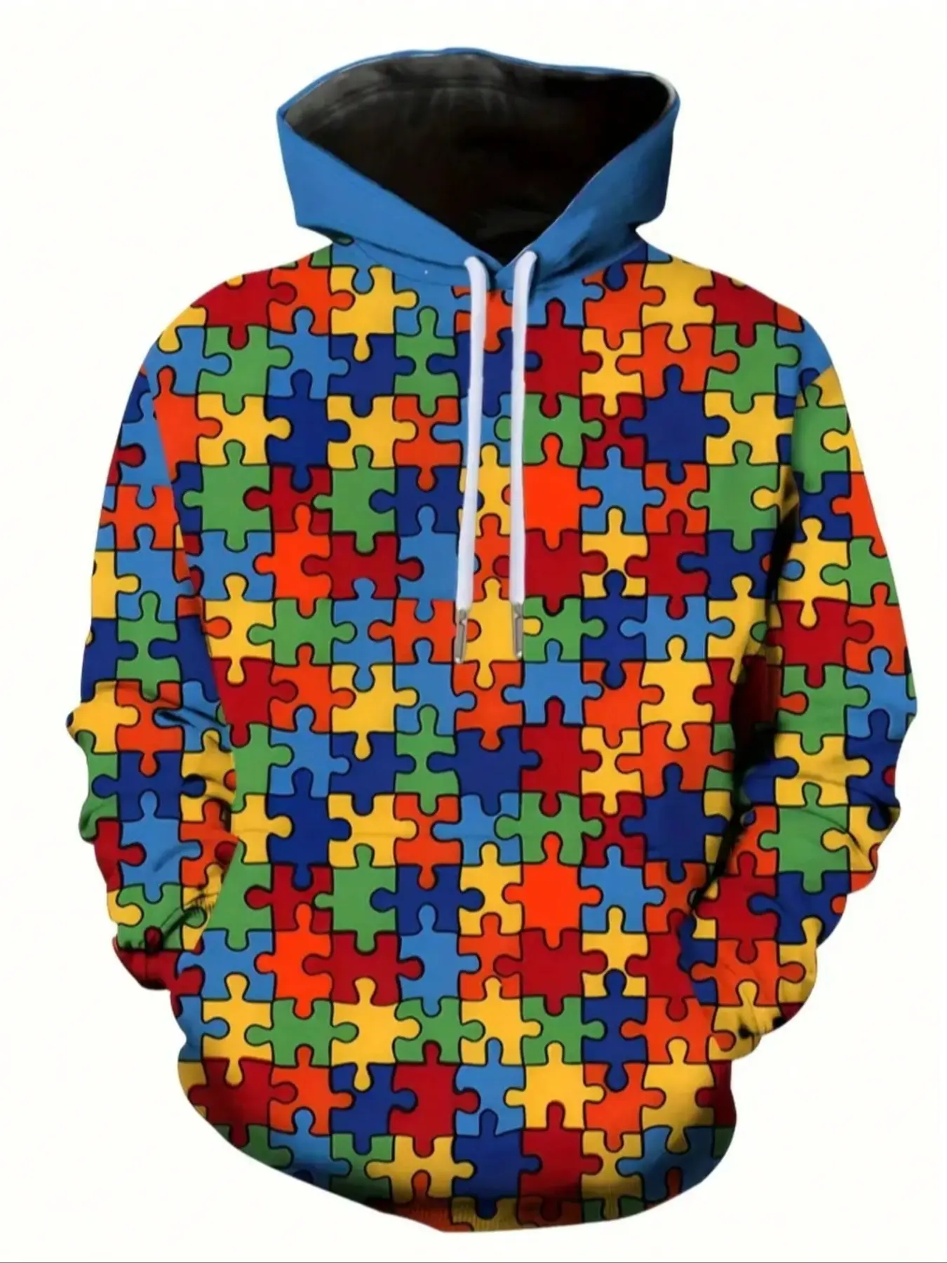 Men's Oversized Casual Hoodie with 3D Print Design, Loose Fit Polyester Blend Fabric, All-Season Wearable Sweatshirt