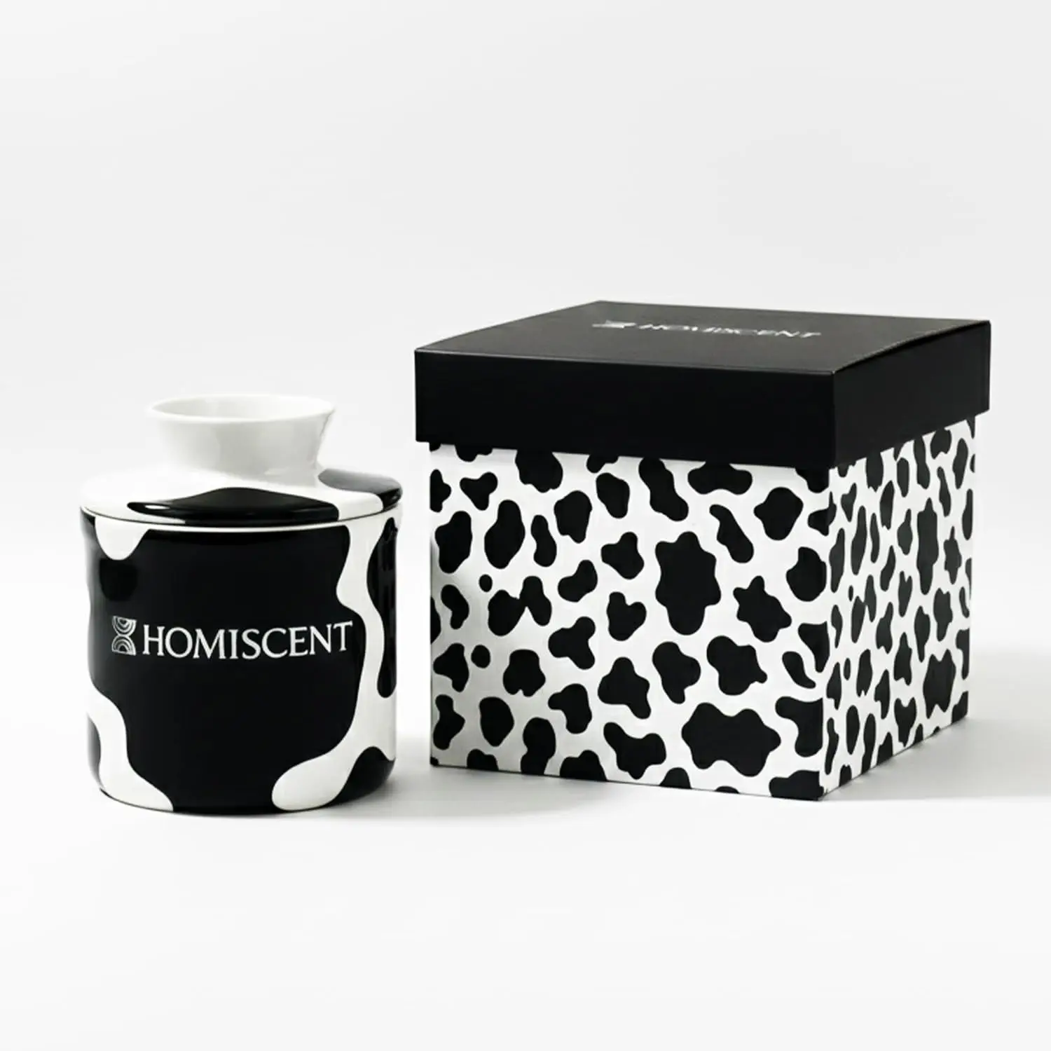 Premium Butter Crock with gift box, Ceramic Butter Dish with Lid for Countertop, French Butter Keeper, Elegant Cow Print - Perfect to Keep Butter Soft and Spreadable
