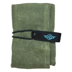 OKNIFE Exploit Mini EDC Pouch, Multifunctional Flashlight Knife Bag, Tool Roll Display Storage Bag with 6 Slots for Olight Flashlights and Tools, Waxed Canvas Folding Knife Storage Roll, Pocket Knife Holder Storage for Collection