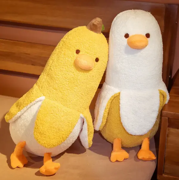 PEACHCAT Cute Banana Duck Plush StuffedAnimal Toy for HomeDecoration SquishyPlushie Toy Comfort Plush for Gifts SoftHuggable for Parent-Child Interaction Couples& Friends Prank Toy Party Fun Gift for Kids &Adults Stuffed Animals #summervibes