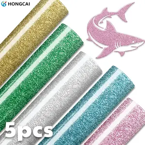 3D 5 Color Combination Glitter Foam Onion Powder Puff Lettering Film, Heat Transfer Vinyl, 25cm X 30.5cm, Iron-On Pattern Patch